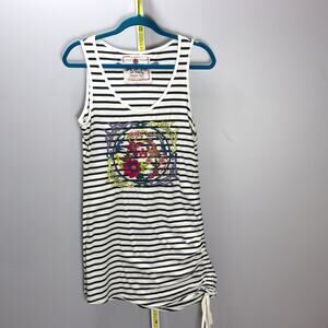 Johnny Was Los Angeles Striped Embroidered Sleeveless Tunic Dress Size M